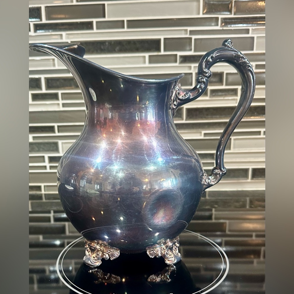 VTG Old English by Poole Silver-Plated Claw Footed Pitcher 5008 - Picture 5 of 12